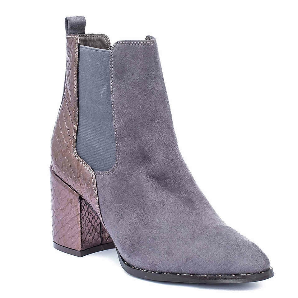 Paris Ankle Bootie w/ Snake Skin heel